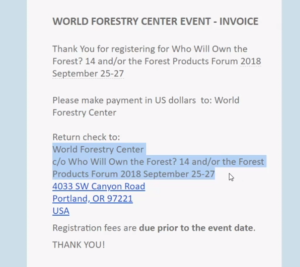 Event confirmation email