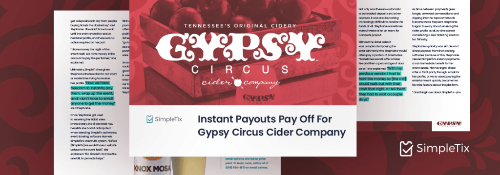 SimpleTix offered the solutions Gypsy Circus Cider Company needed.